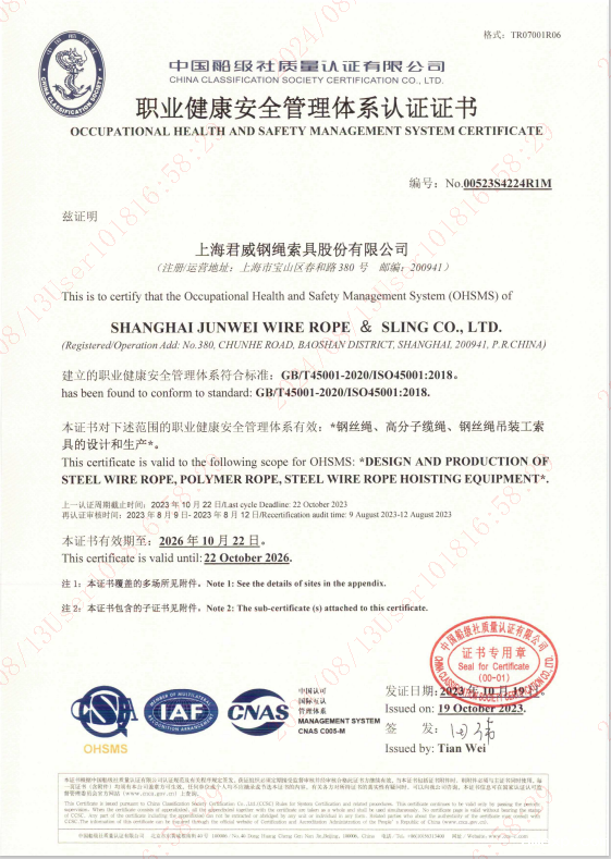 米兰官方宣传片  职业健康安全管理体系认证证书